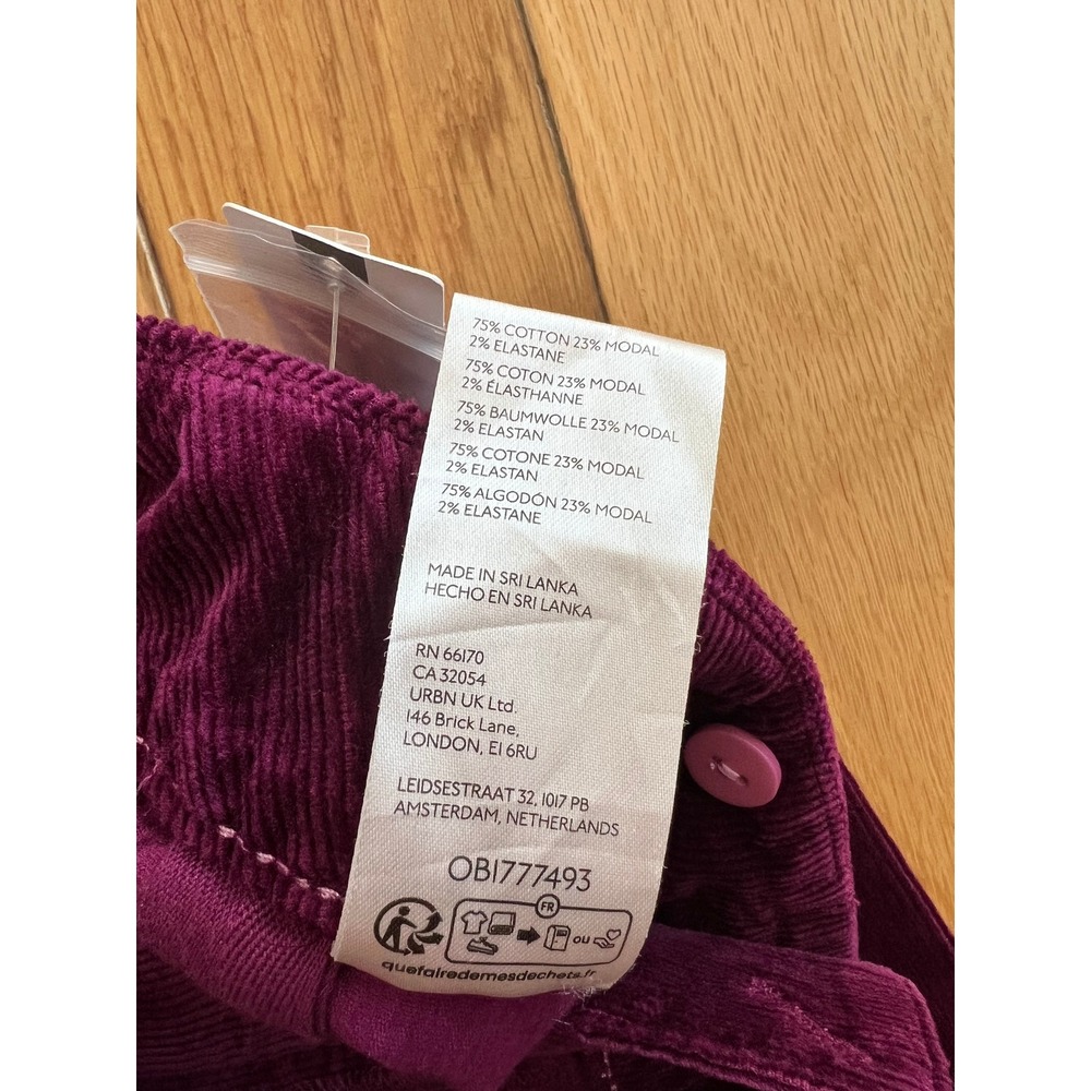 NEW Anthropologie Maeve The Colette Cropped Wide Leg Corduroy Pants Magenta 26 - Picture 8 of 9